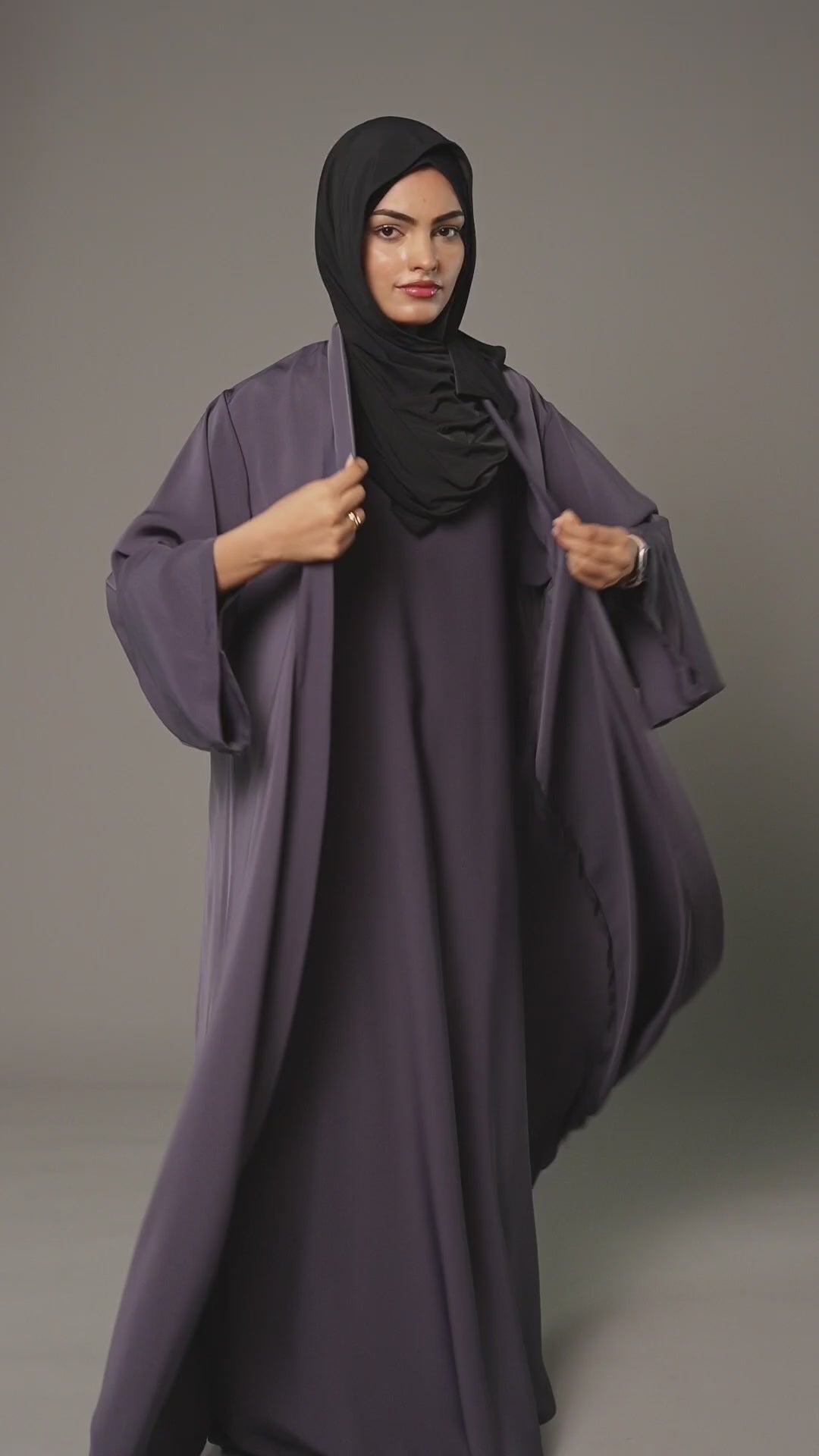 Deen 2-delt Abaya kjole – Charcoal