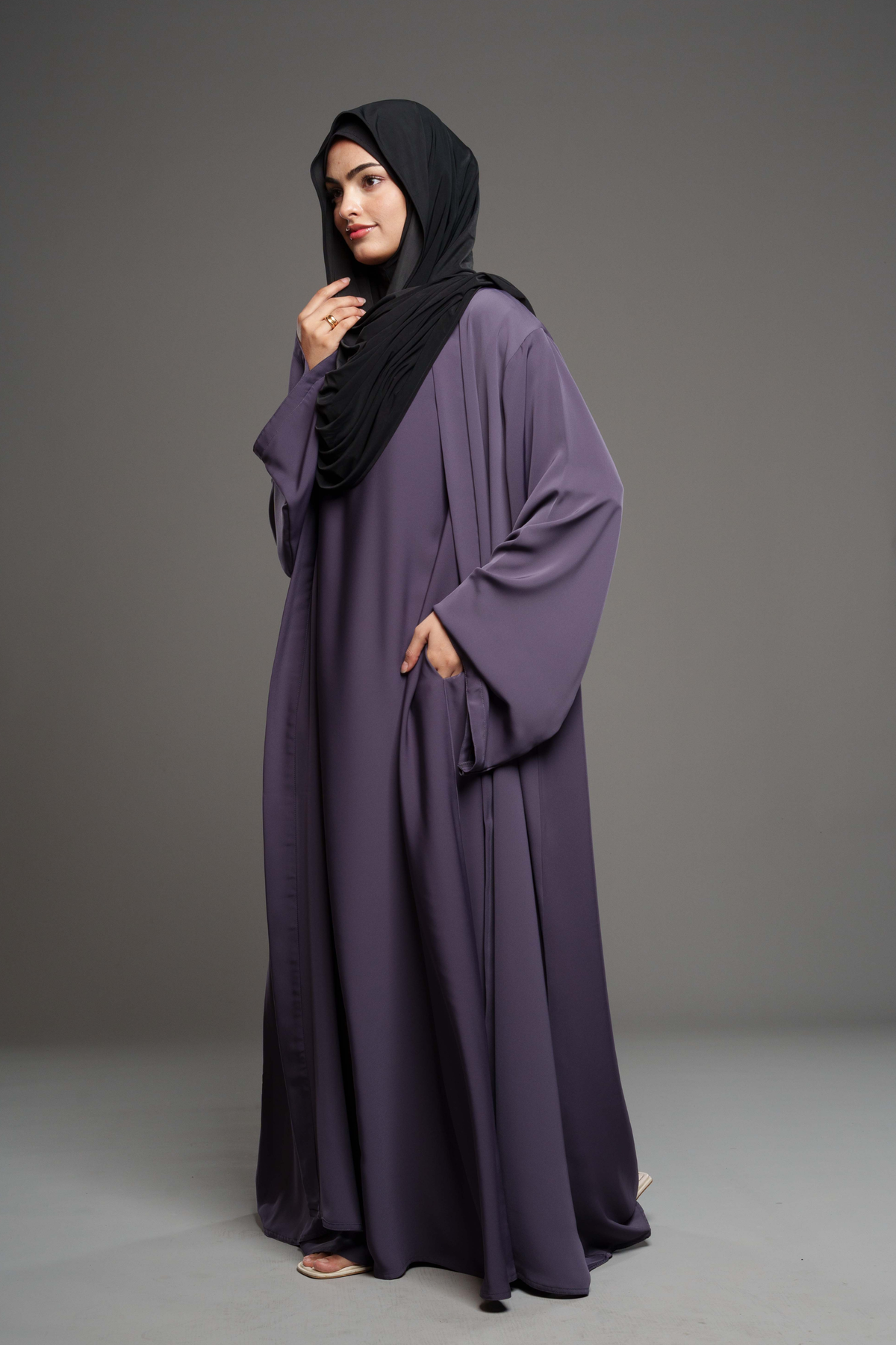 Deen 2-delt Abaya kjole – Charcoal