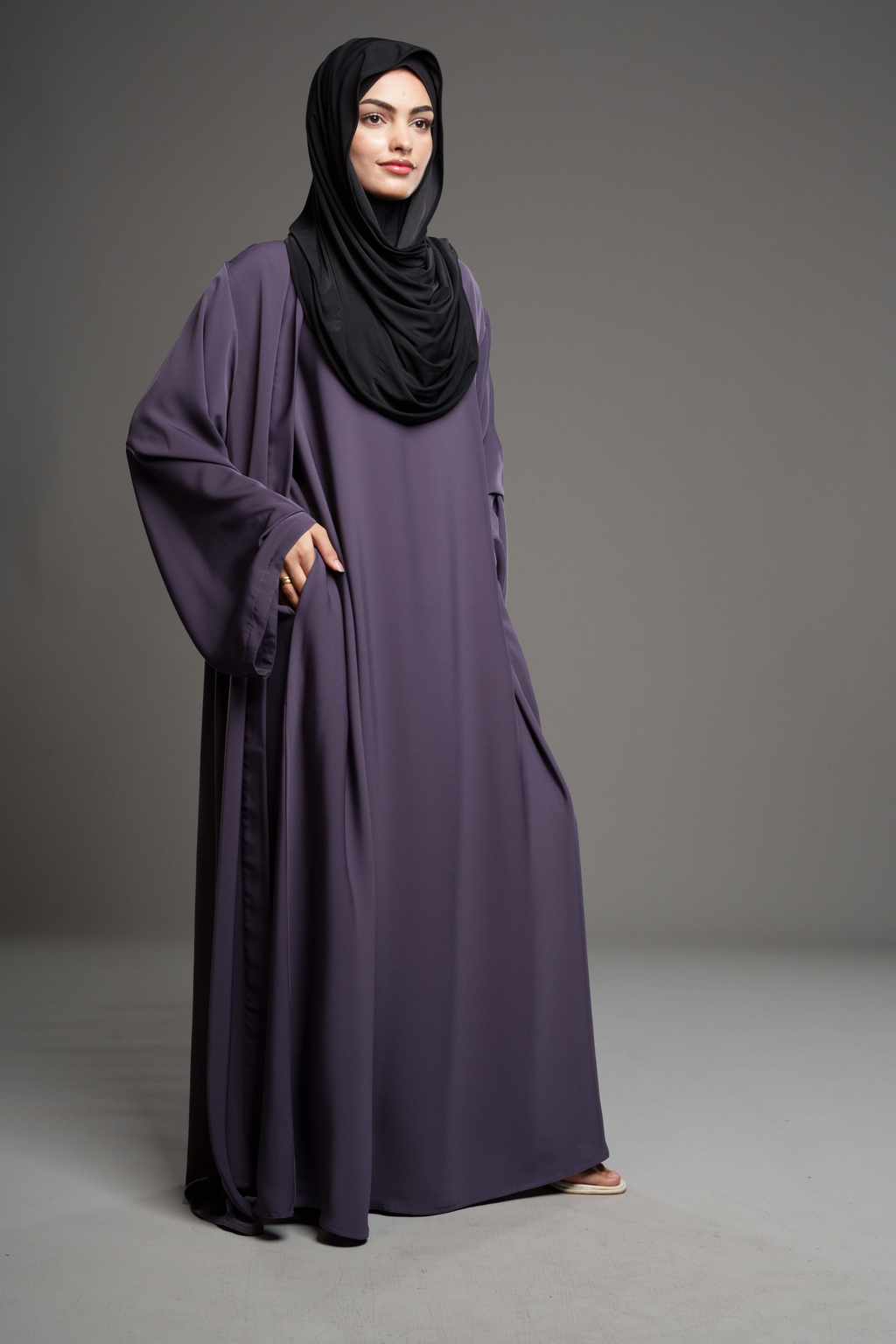 Deen 2-delt Abaya kjole – Charcoal