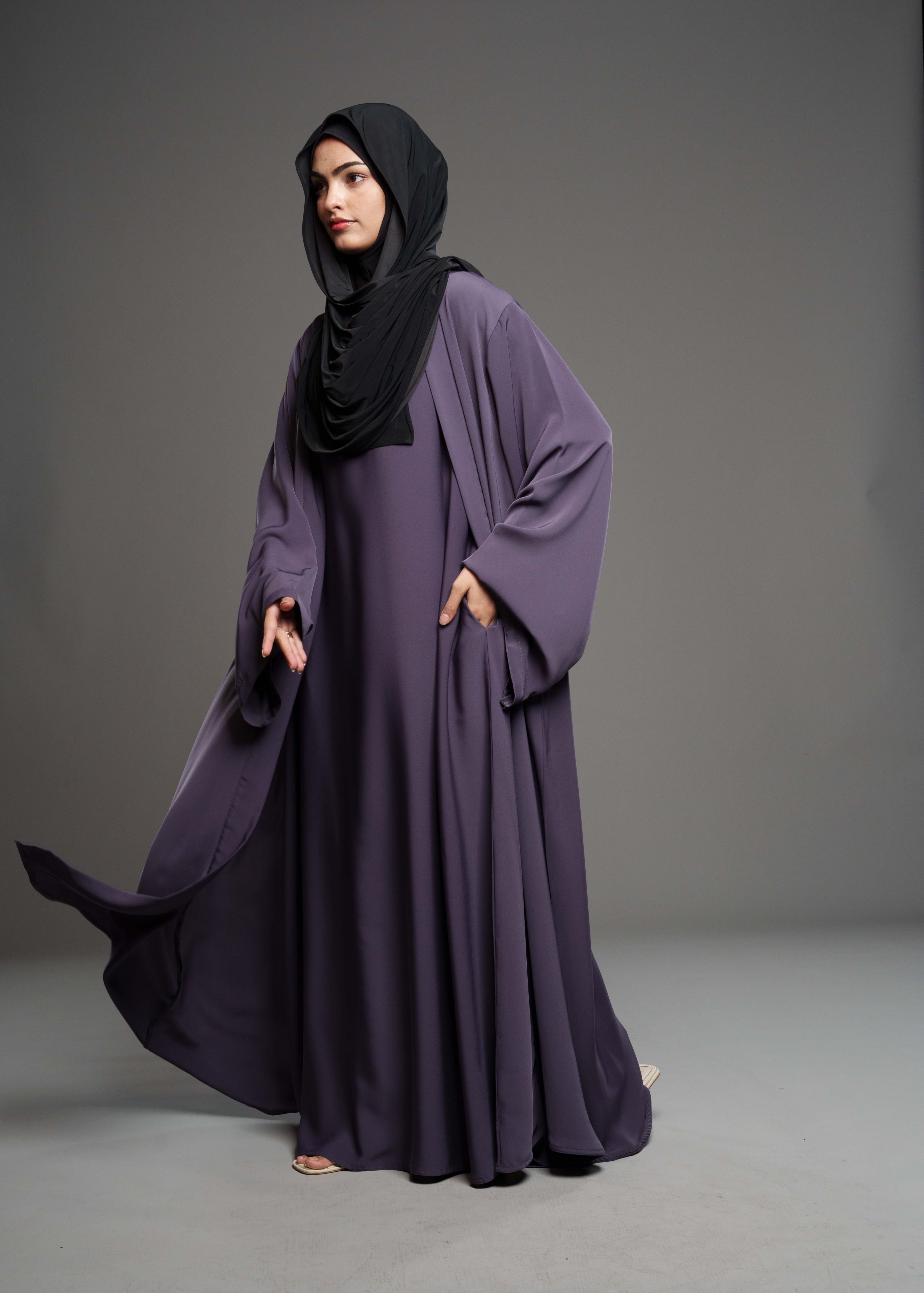 Deen 2-delt Abaya – Charcoal