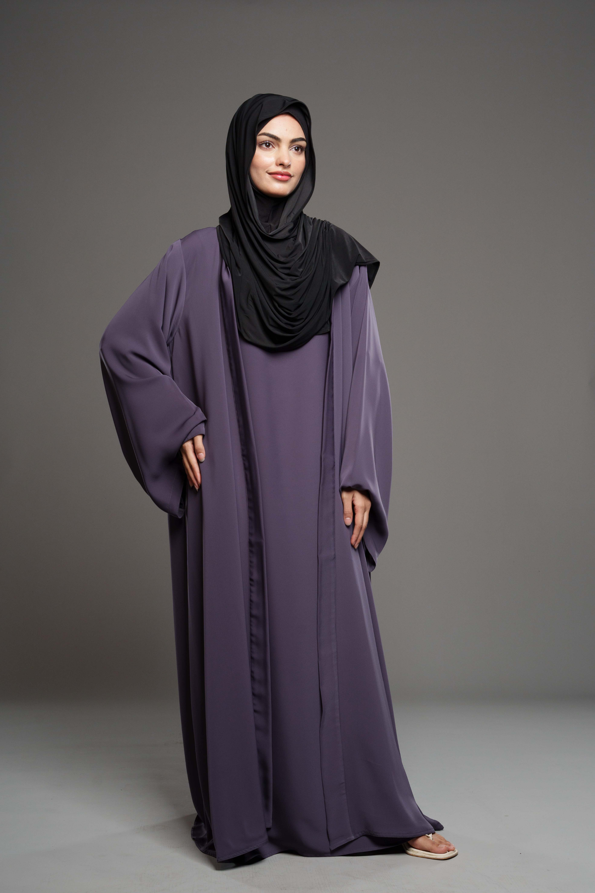 Deen 2-delt Abaya kjole – Charcoal